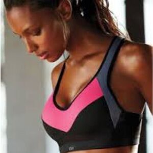 VSX Black and Pink Sports Bra with Gray Accents